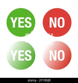 Yes and no buttons in green and red colors. Stock Vector