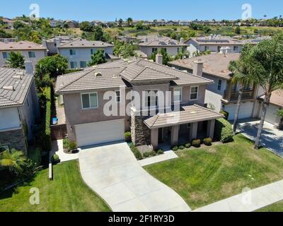 Aerial view of big villa in suburban neighborhood in San Diego Stock Photo