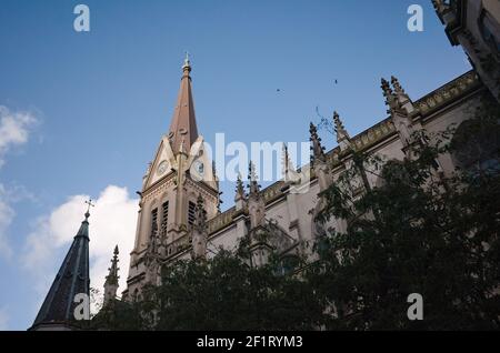 Cathedral of Mar del Plata or Cathedral Basilica of Saint Peter and Cecilia - Roman catholic church located near San Martin square in Mar del Plata Stock Photo