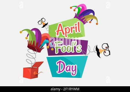 A poster of Fools Day with a jesters hat. Stock Vector