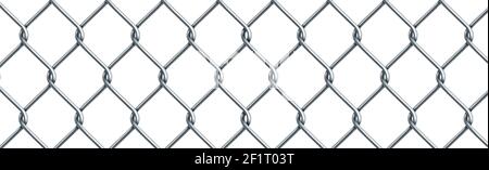 Silver metal mesh chain-link on a white background - Vector illustration Stock Vector