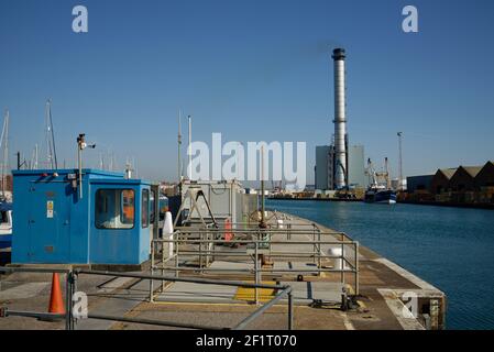 Shoreham gas-fired power station at Southwick, Portslade docks near Brighton. Electricity generation. Stock Photo