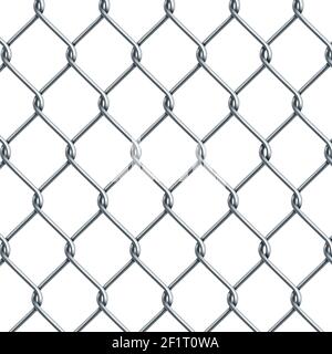 Silver metal mesh chain-link on a white background - Vector illustration Stock Vector