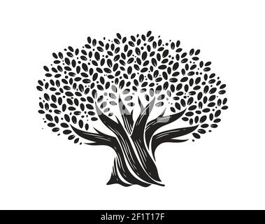 Tree with leaves. Nature concept decorative vector illustration Stock Vector