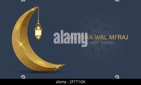 Al-Isra wal Mi'raj  means the two parts of a Night Journey. Vector Illustration of Al-Isra wal Mi'raj Stock Vector