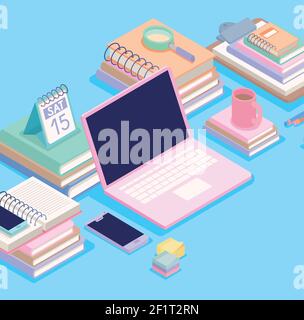 isometric office stuff Stock Vector