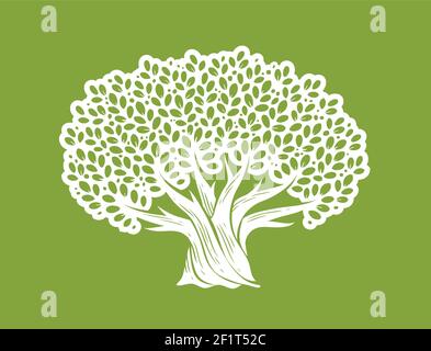 Decorative tree with leaves. Nature concept vector illustration Stock Vector