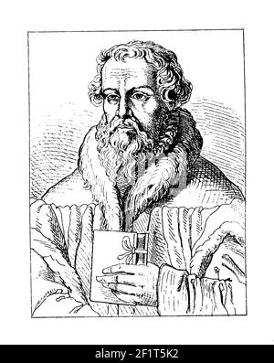 19th-century illustration of a portrait of Georg Major, Lutheran theologian. Born on April 25, 1502 in Nuremberg, Bavaria, Germany, he died on Novembe Stock Photo
