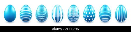 Colorful Easter eggs isolated on white background. Seasonal spring decoration element. Egg hunt game. Vector illustration. Stock Vector