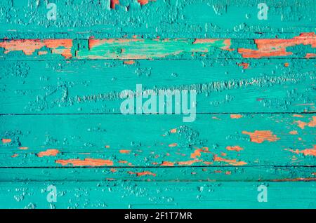 Old painted green wooden board background Stock Photo