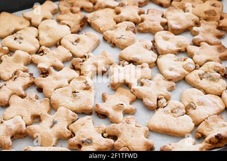 Gluten free chikpea flour chip cookies. Cooking sweet homemade cakes gluten free. Selective focus. Stock Photo