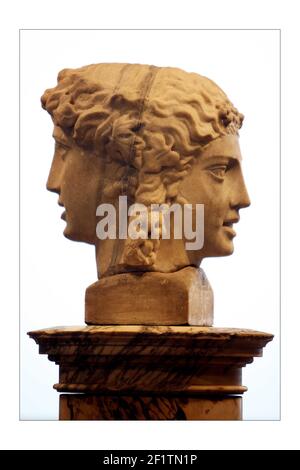 A double-headed Roman sculpture of Baccus and his lover, Ariadne, circa 2nd-3rd century AD found in Jerusalem in 1941 by Somerset de Chair, a young British army officer, is to be included in Bonhams Antiquities sale on 1st May 2008. It is expected to sell for  60,000 to  90,000.photograph by David Sandison The Independent 28/04/2008 Stock Photo