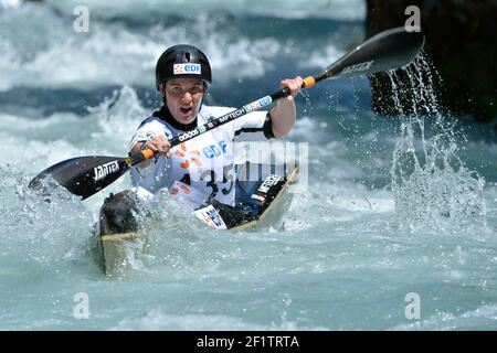 CANOE-KAYAK - 2012 ICF DOWNHILL WORLD CHAMPIONSHIPS - LA PLAGNE (FRA) - DAY 1 - 27/06/2012 - PHOTO JULIEN CROSNIER / KMSP / DPPI - KAYAK WOMEN - CLAIRE BREN (FRA) Stock Photo