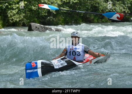 CANOE-KAYAK - 2012 ICF DOWNHILL WORLD CHAMPIONSHIPS - LA PLAGNE (FRA) - DAY 5 - 01/07/2012 - PHOTO JULIEN CROSNIER / KMSP / DPPI - SPRINT - KAYAK MEN - PAUL GRATON (FRA) Stock Photo