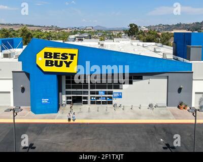 Aerial view of Best Buy multinational electronics store. Stock Photo