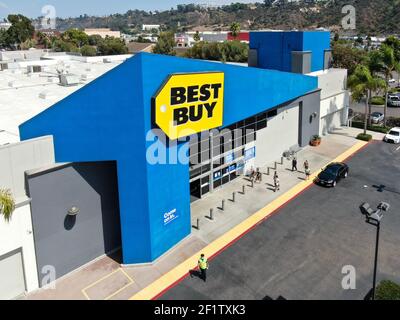 Aerial view of Best Buy multinational electronics store. Stock Photo