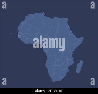 Africa map, with names of individual states, infographics blue flat design blank Stock Photo