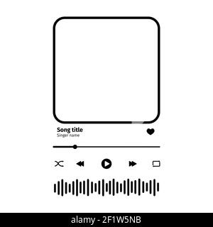 Audio player template with buttoms, loading bar, equalizer sign and ...