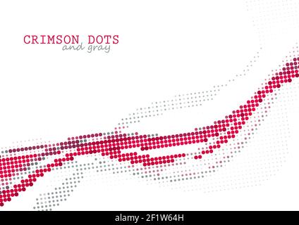 Abstract dotted wave by red and gray dots. Vector graphics with halftone effect Stock Vector