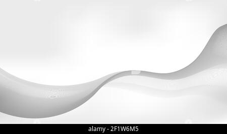 Abstract subtle white background with transparent wave on light grey. Minimal vector graphics Stock Vector
