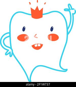 Cute Healthy Tooth Kids Cartoon for Dental Care Stock Vector