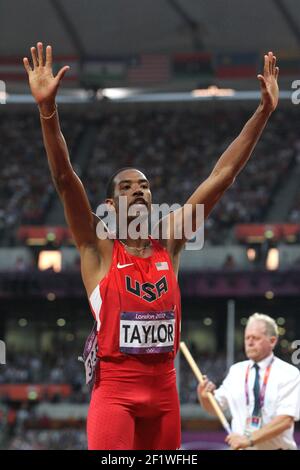 LONDON OLYMPIC GAMES 2012 - OLYMPIC STADIUM , LONDON (ENG) - 09/08/2012 - PHOTO : EDDY LEMAISTRE / KMSP / DPPIATHLETICS - MEN'S TRIPLE JUMP - CHRISTIAN TAYLOR (USA) GOLD MEDALIST Stock Photo