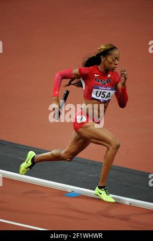 LONDON OLYMPIC GAMES 2012 - OLYMPIC STADIUM , LONDON (ENG) - 11/08/2012 - PHOTO : STEPHANE KEMPINAIRE / POOL / KMSP / DPPIATHLETICS - WOMEN'S 4 X 400 M RELAY - FINAL - GOLD MEDAL - USA TEAM - DEEDEE TROTTER - ALLYSON FELIX - FRANCENA MC CORORY - SANYA RICHARDS-ROSS (USA) Stock Photo