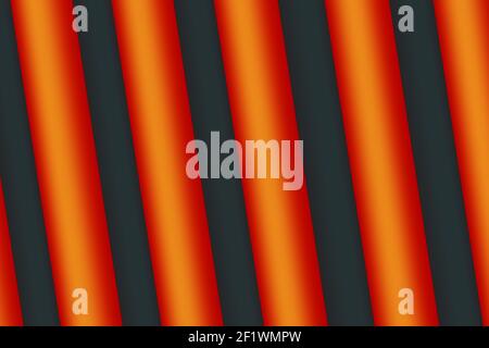 An illustration of red-orange stripe lines on a black background Stock Photo