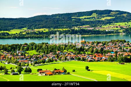 Schwangau with the Forggensee Lake near Neuschwanstein Castle in Germany Stock Photo