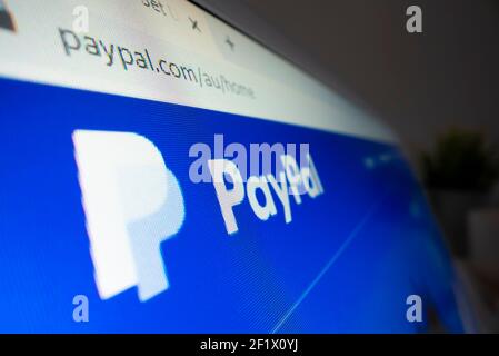 Close-up view of PayPal logo on its website Stock Photo