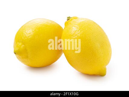 Two lemons placed on a white background Stock Photo