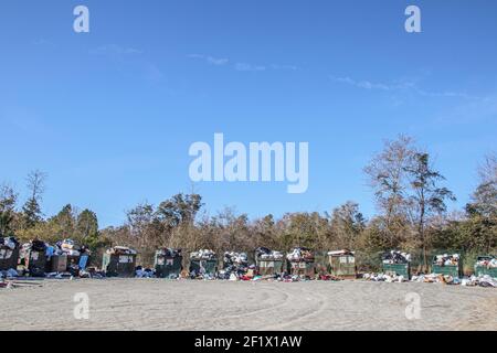 Burke County, Ga USA - 12 27 20: Local dump overflowing from Christmas trash and waste top copy space Stock Photo