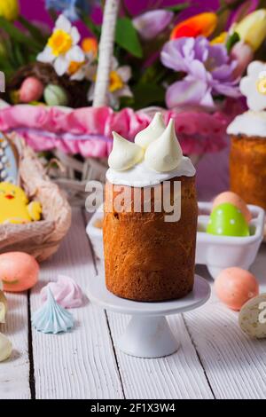 Close-up small Easter breads with cute decoration on top Stock Photo