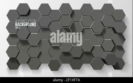 Futuristic geometric background with 3d gray hexagons in shape of honeycomb vector illustration Stock Vector