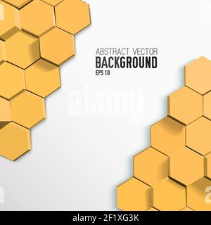 Abstract geometric mosaic design background with light orange 3d hexagons vector illustration Stock Vector