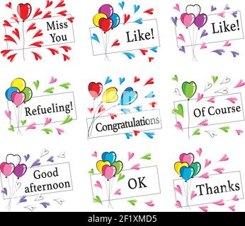 vector drawing heart shape balloons Stock Vector Image & Art - Alamy