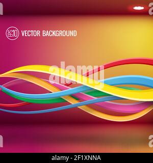 Abstract clean modern dynamic template with colorful wavy curved intersecting ribbons vector illustration Stock Vector