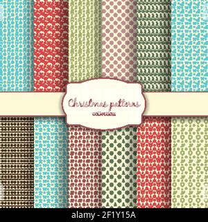 Assortment of Traditional Christmas Patterns with Label Stock Vector