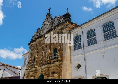 Facade of the Sao Francisco Church of Salvador in the State of Bahia, Brazil. Stock Photo