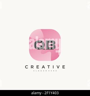 QB Initial Letter logo icon design template elements with wave colorful Stock Vector