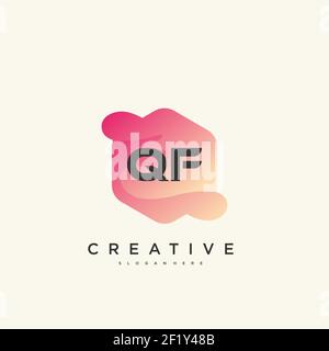 QF Initial Letter logo icon design template elements with wave colorful Stock Vector