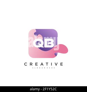 QB Initial Letter logo icon design template elements with wave colorful Stock Vector