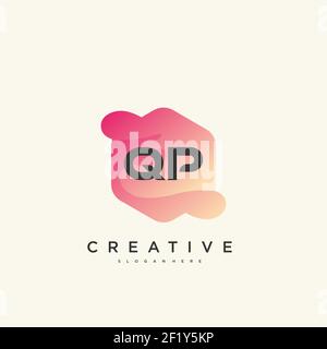 QP Initial Letter logo icon design template elements with wave colorful Stock Vector