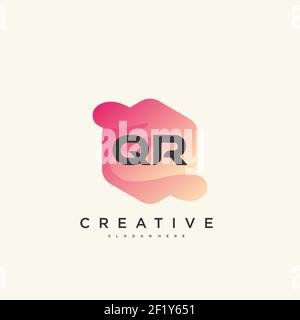 QR Initial Letter logo icon design template elements with wave colorful Stock Vector