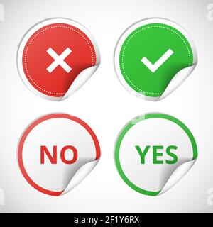 Vector stickers with consent and denial on white background Stock Vector