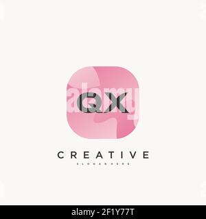 QX Initial Letter logo icon design template elements with wave colorful Stock Vector