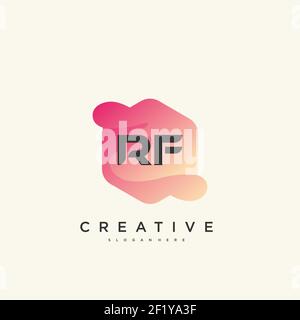 RF Initial Letter logo icon design template elements with wave colorful Stock Vector