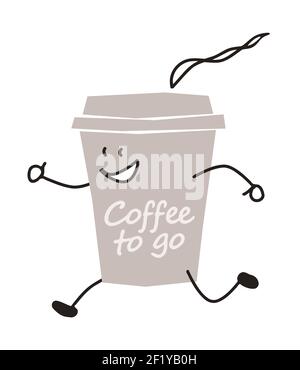 Funny coffee to go character Stock Photo