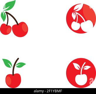 Cherry logo template vector icon illustration design Stock Vector