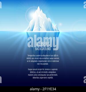 Realistic iceberg on water. Antarctic landscape, nature ocean, snow and ice, vector illustration Stock Vector